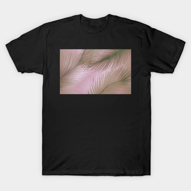 PASTEL PINK GREY DECO  FEATHER PALM DESIGN TROPICAL ART POSTER T-Shirt by jacquline8689